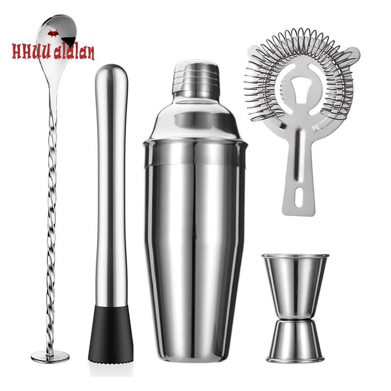 [Alta Qualidade H] Conjunto De Coqueteleira De 5 Peças , Coador , Jigger , Colher De Mistura T , Kit De Bartender , Bar