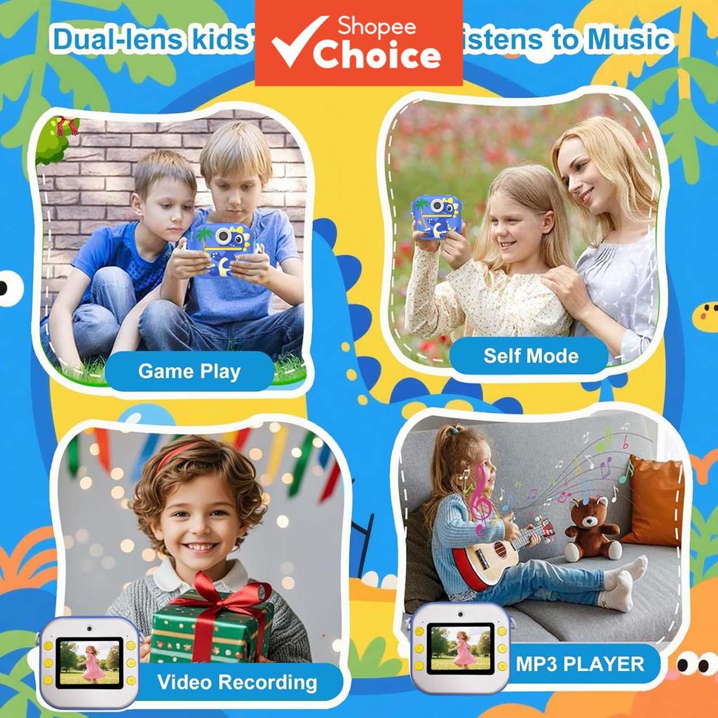 Câmera De Impressão Instantânea Cartão SD Papel Fotográfico HD Brinquedo Portátil Presente De Aniversário De Natal Para