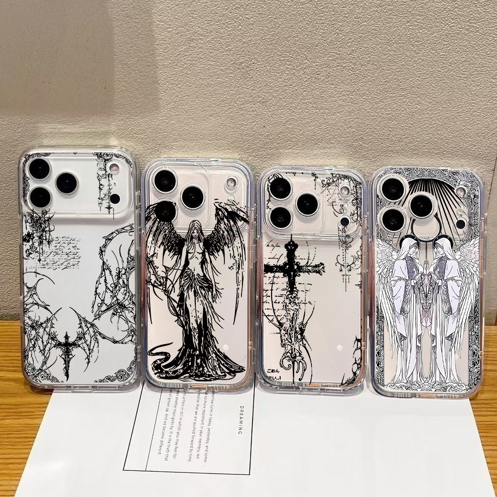 Capa De Telefone Gótica Escura Com Marca Cruzada Anjo Para Infinix Tecno Smart 20 8 10 Spark 30C 40 Pro Plus Hot 30i 30