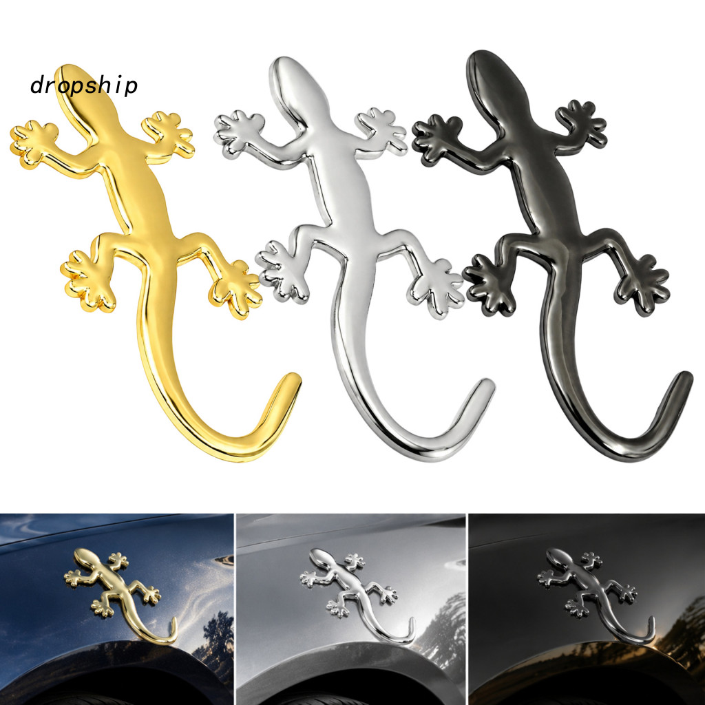 3d Car Badge Gecko Sticker 2pcs Lizard Metal Stickers Strong Adhesive Auto Body Decals for Cars Motorcycles Scooters –