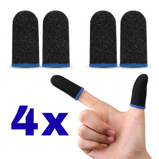 4 Luva De Dedo Gamer Anti Suor Fibra De Carbono Profissional Free Fire PUBG Call of Duty Fortnite