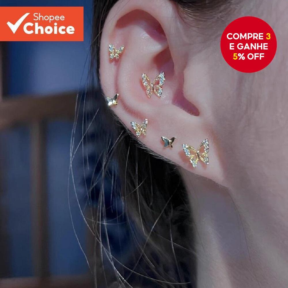 3 Pares De Brincos Elegantes De Borboleta De Cristal Dourado E Prateado Para Mulheres , Joias Da Moda , Presentes