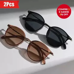 2 peças de óculos de sol com armação redonda pequena, estilo retrô coreano, proteção UV400, para homens e mulheres.
