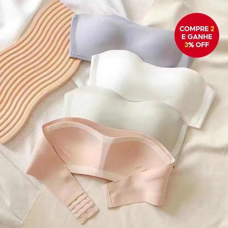 Sutiã Invisível Sem Alças-Bralette Aro Costura Para Adolescentes | Nude/Preto/Azul