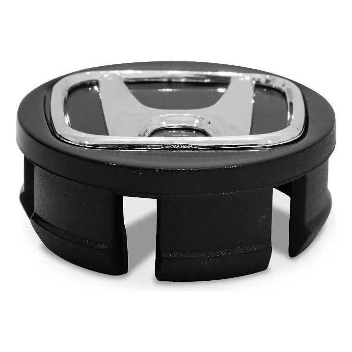 Jogo Kit 4 Calotinhas Miolo Meio Centro De Roda Honda Fit City WRV HR-V Preto Cromado Plástico 58mm