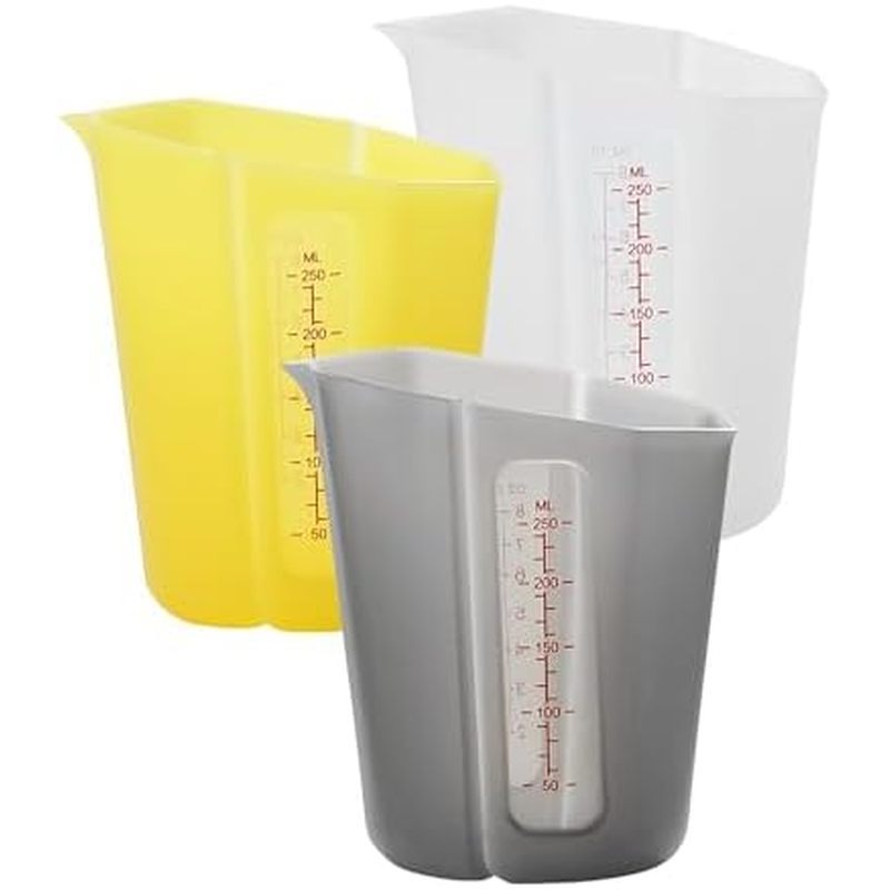 2026 Upgraded 3 Piece Silicone Measuring Cup Sets Squeeze &amp; Pour Liquid Measuring Cups Flexible Chocolate Melting Cu