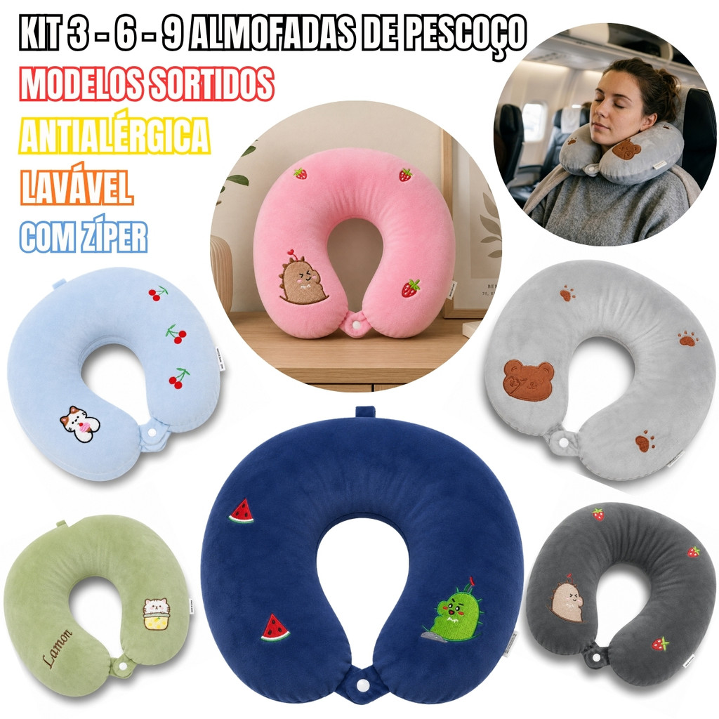 Kit Almofadas de Viagem para Pescoço Sortidas