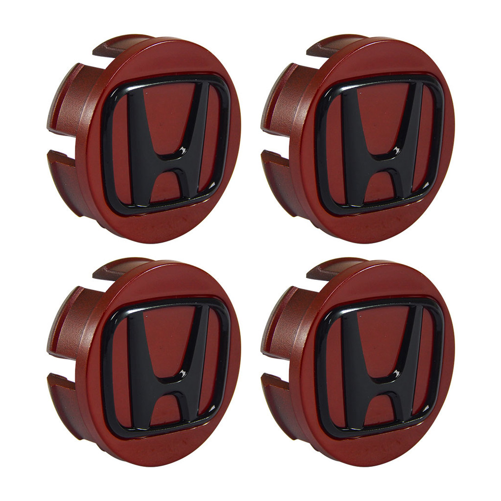 Jogo Calota Meio Miolo Centro Central Roda Fit City Wrv Civic 58mm Vermelha Com Logo Preto