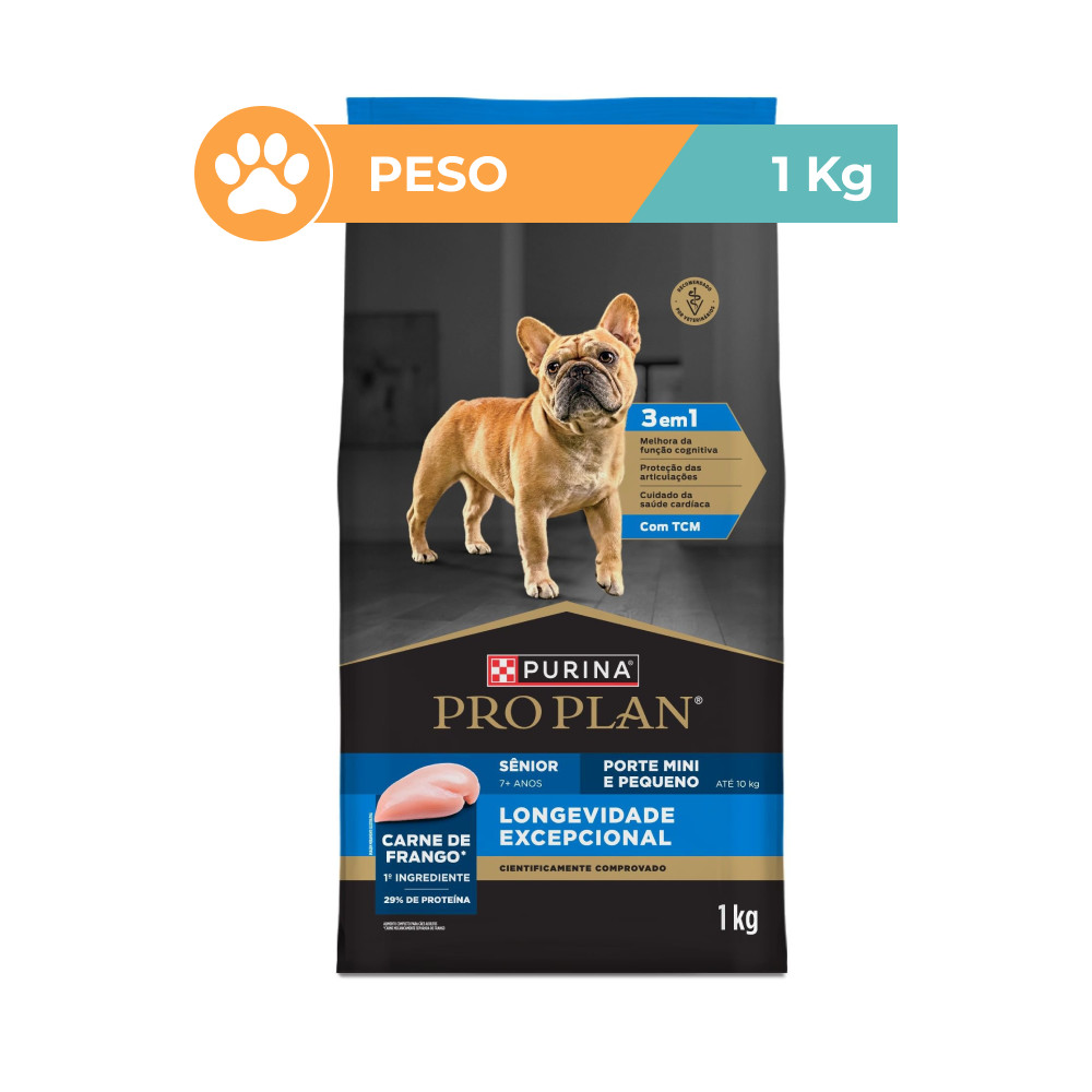 Ração Pro Plan Frango Sênior Mini Pequenos 7+ 1kg Purina