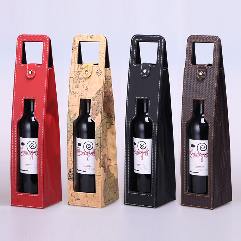 Caixa de vinho, embalagem de vinho, caixa de presente, universal, em estoque, caixa de couro, bolsa de couro PU para uma