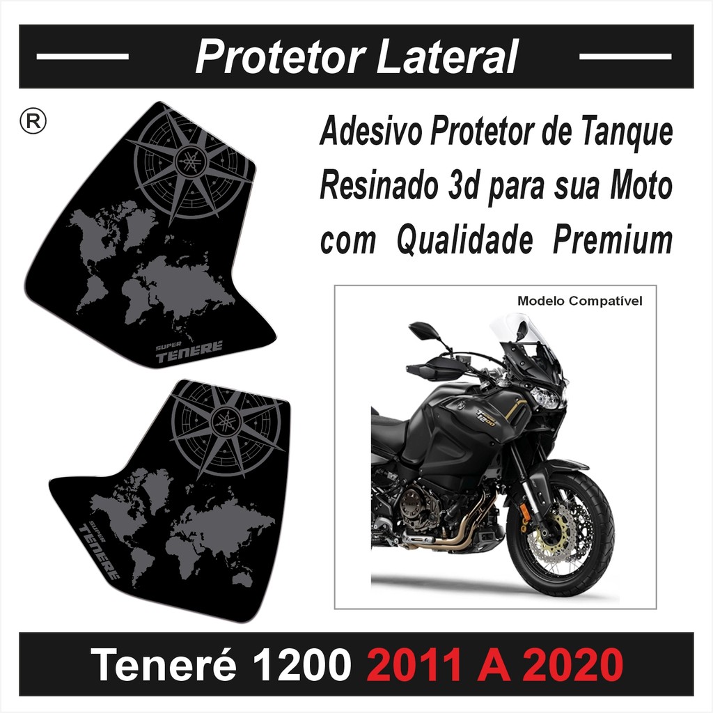 Adesivo Protetor Tanque Lateral W179 Resinado 3d para Moto Yamaha Super Tenere 1200 de ano 2011 a 2020