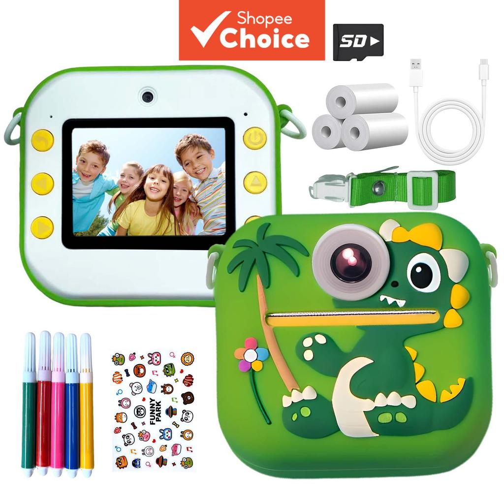 Câmera Digital De Impressão Instantânea 1080P Com Zoom De Lente Dupla Capa De Silicone Vários Filtros Inclui Adesivos Jo