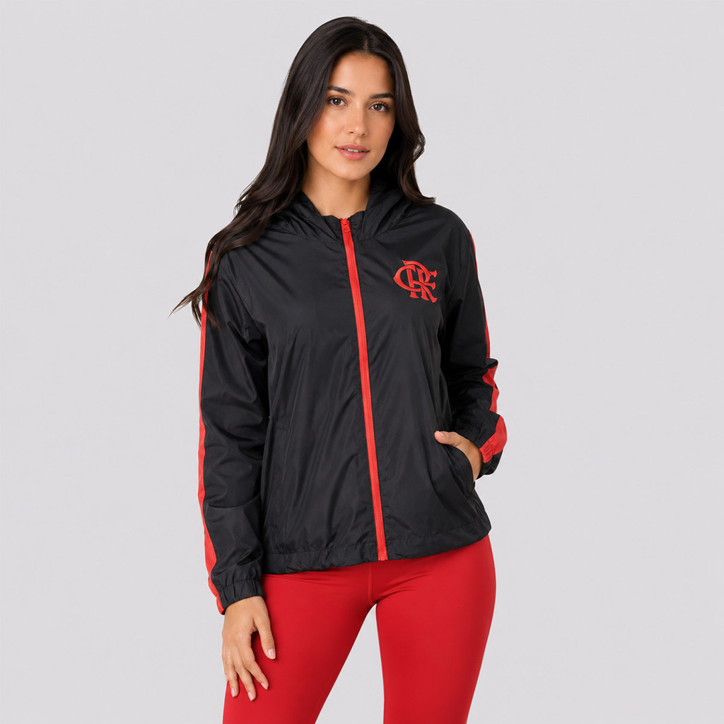 Jaqueta Flamengo Corta Vento Feminina Preta