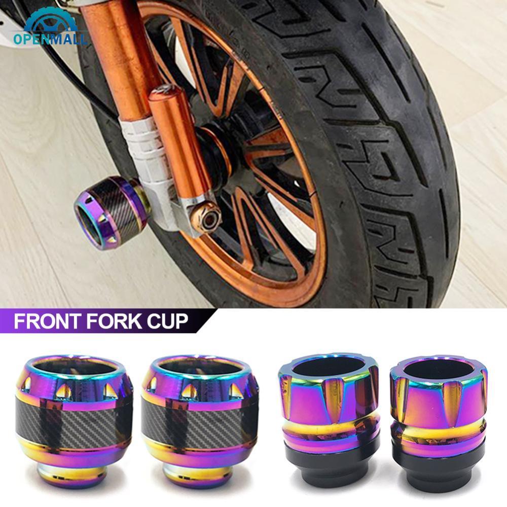 OPENMALL 2 Pçs Motocicletas Liga De Alumínio Garfo Dianteiro Copo De Fibra De Carbono Anti-Queda Queima Titânio Scooter