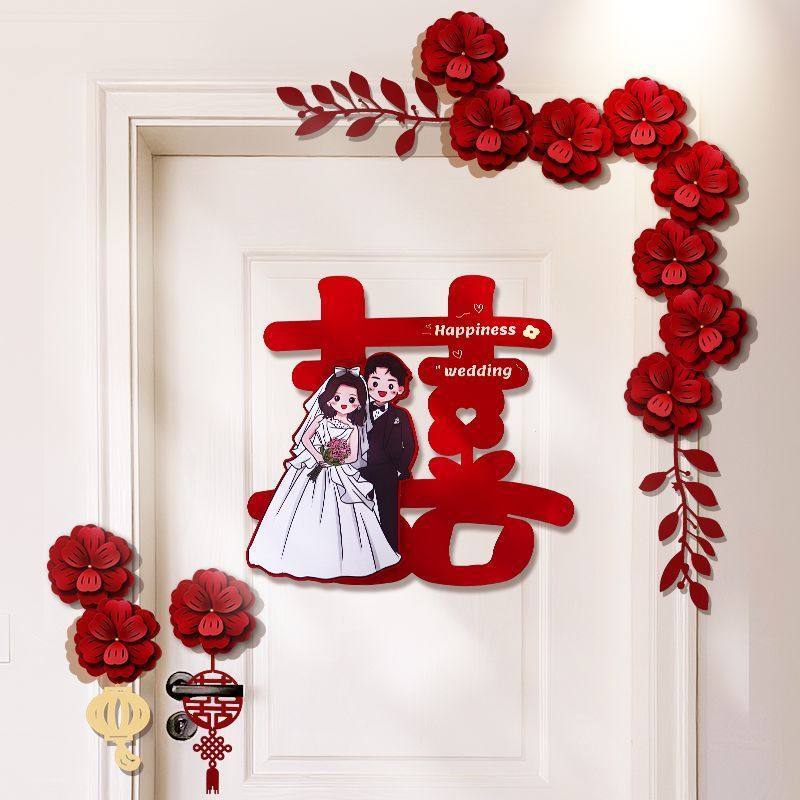 Decoração de quarto de casamento decoração de porta guirlanda novo quarto decoração de fundo de casamento flor personage