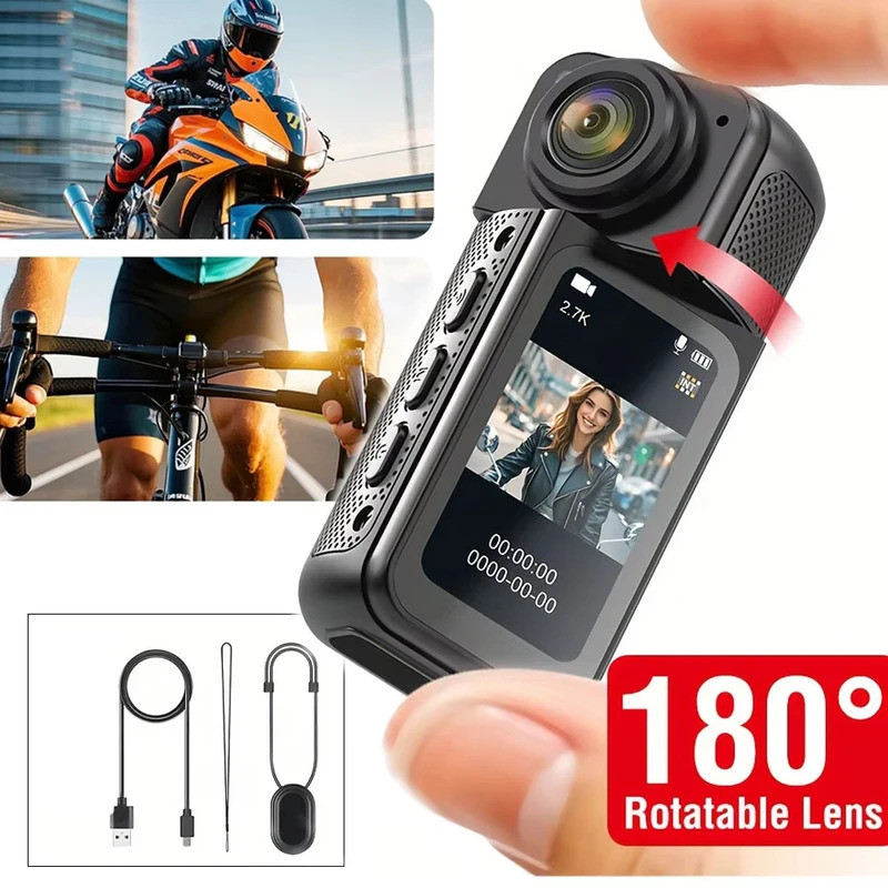 Gravador De Motocicleta 2.7K WIFI Mini Câmera De Polegar 1.47'Cam Esportes Ao Ar Livre Ciclismo 180 ° Magnético Giratóri