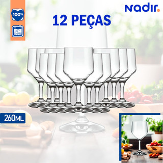 Kit 12 Taças Buffet Para Vinho 260ml Nadir