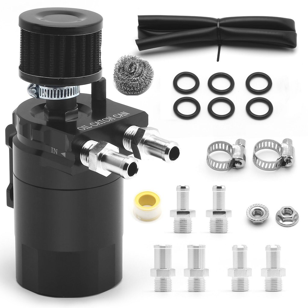 Acessórios de modificação automotiva: canister de respiro de óleo com filtro de ar, bola de lã de aço, canister de recup