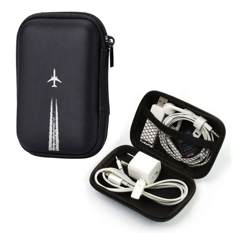 Avião Impressão EVA Organizador Eletrônico Rígido Saco De Cabo Portátil Para Carregador De Fone De Ouvido Disco Tecnolog