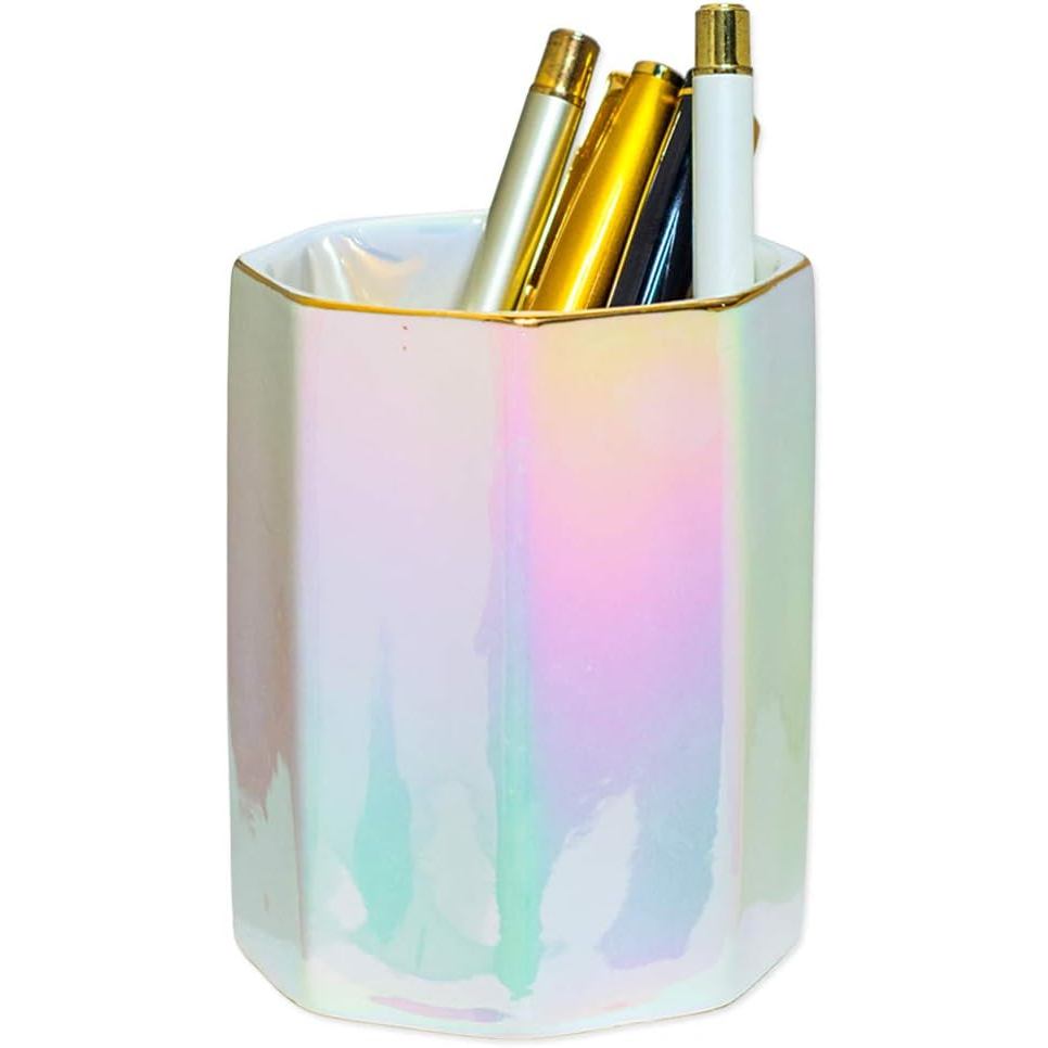 Suporte de Cerâmica para Canetas de Mesa, Organizador de Mesa para Lápis, Pincéis de Maquiagem e Escovas de Dente (Pérol
