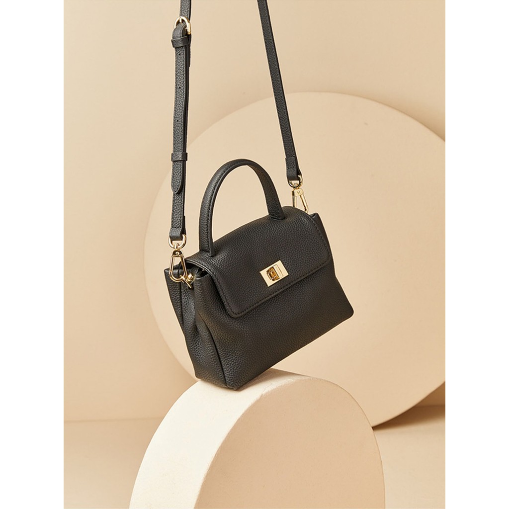 Bolsa de couro macio feminina Mini novo estilo pequeno quadrado saco texturizado couro genuíno bolsa ombro primavera ver