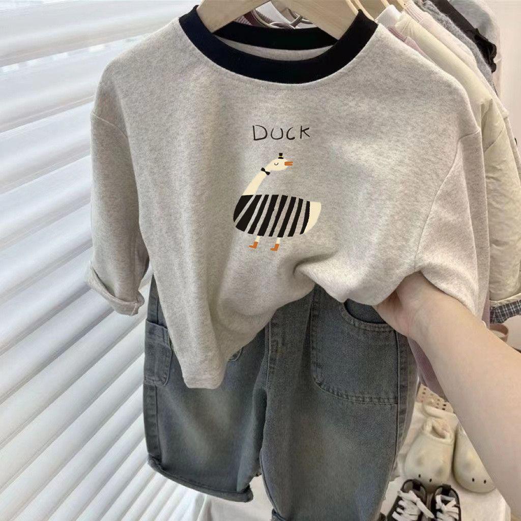 Estilo coreano puro algodão crianças novo estilo de manga comprida camiseta bonito All-Match em torno do pescoço meninos
