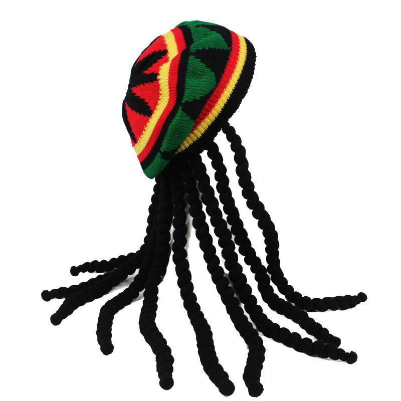 Boina com tranças falsas, adequada para dramatizações, chapéu Jamaica Reggae, decoração de festa de Halloween, chapéu cr
