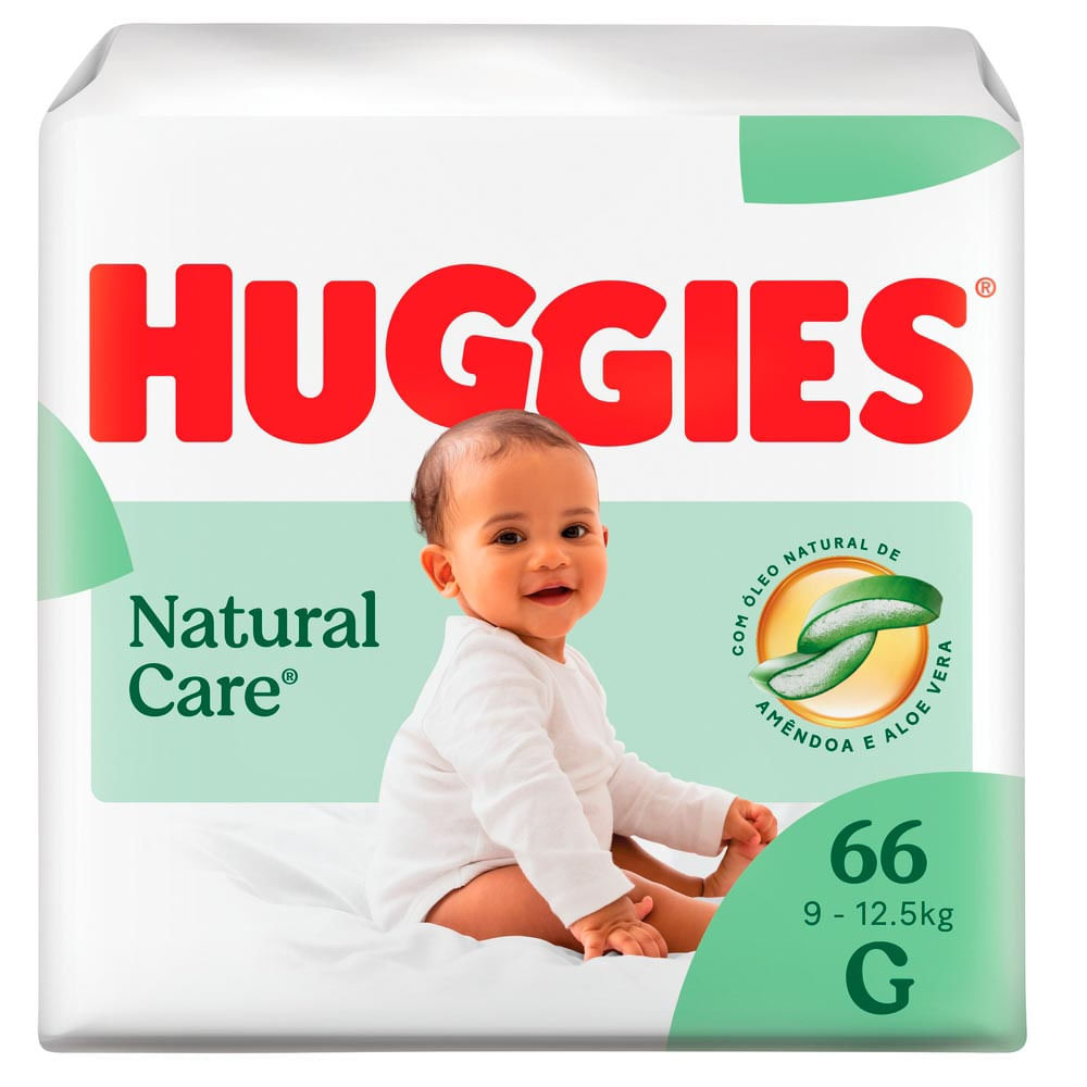 Fralda Huggies Natural Care Tamanho G com 66 Unidades Descartáveis