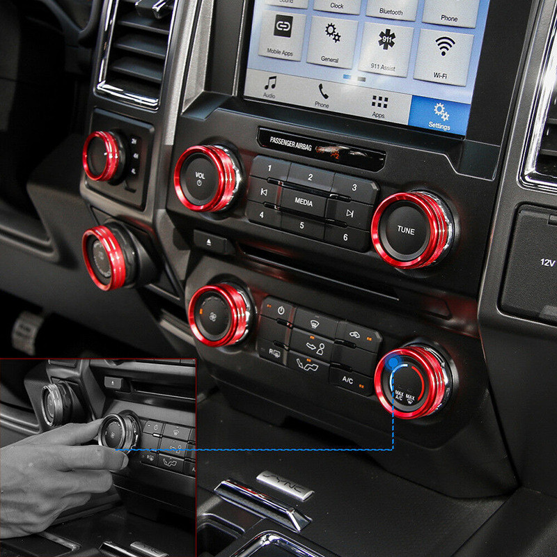Adequado para Ford Raptor F150 carro ar condicionado botão de áudio anel decorativo reboque tração nas quatro rodas botã