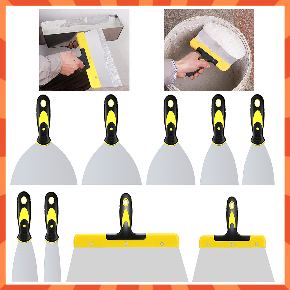 9 Peças Aço Inoxidável Espátula, Flexível, Raspador De Metal, Espátula Para Drywall, Tinta Parede, Drywall