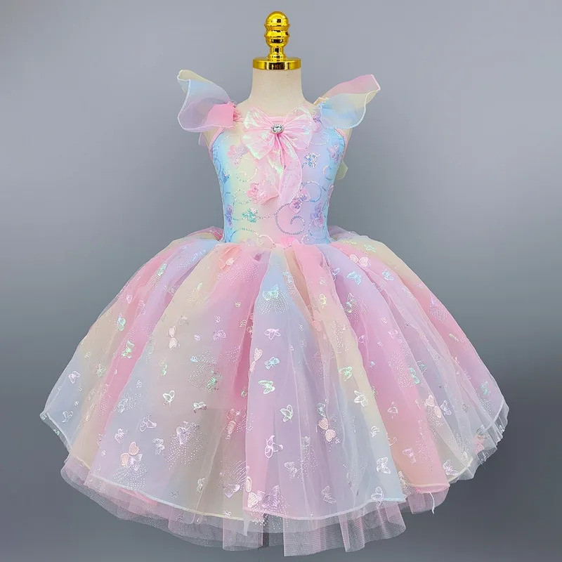Traje De Desempenho De Dança , Uniforme De Competição Para O Dia Das Crianças , Collant De Balé Meninas , Vestido Infant
