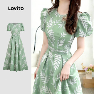 Lovito Floral Vestido Casual com Pregas e Zíper para Mulheres Primavera/Verão LBL35106