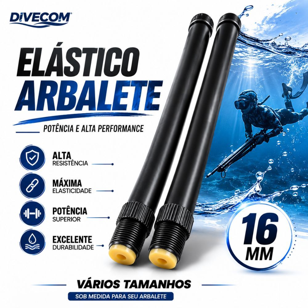 Elastico Arbalete Arpão Divecom 16 Mm (par) Varios Tamanhos