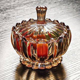 Tigela de vidro de cristal com tampa, jarra de doces, prato de frutas, caixa de armazenamento, tanque de açúcar, alto va