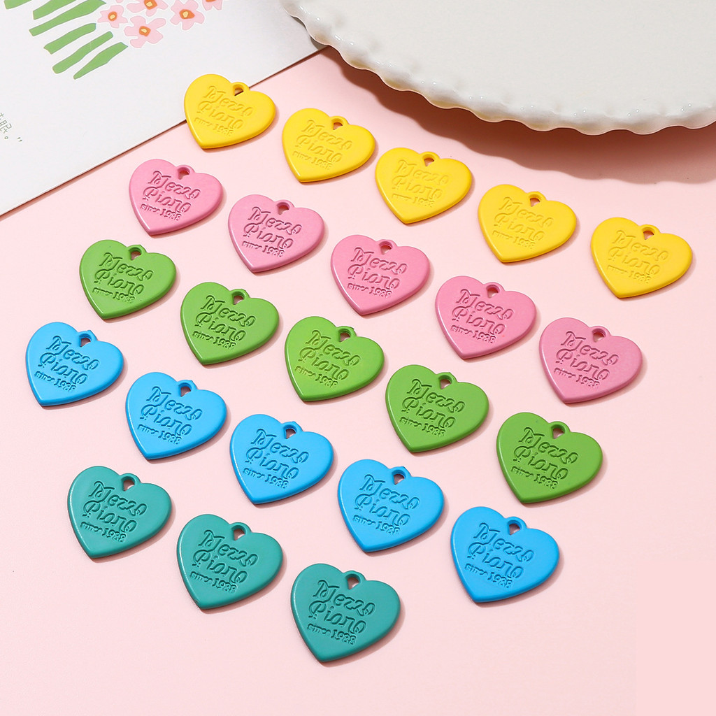 Acrílico Macaron série de cores inglês amor Tag pingente pulseira colar brincos artesanal diy pingente KNGB