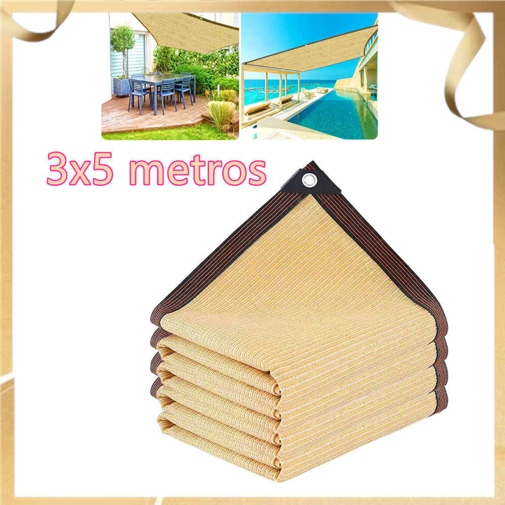 Rede de sombra para pátio 3*5 m, toldo de sombra ao ar livre com proteção UV, isolamento térmico para pérgola de jardim