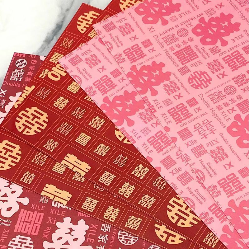 Caixa de presente de casamento papel de embrulho Baixi figura presente caixa de presente presente vermelho casamento pap
