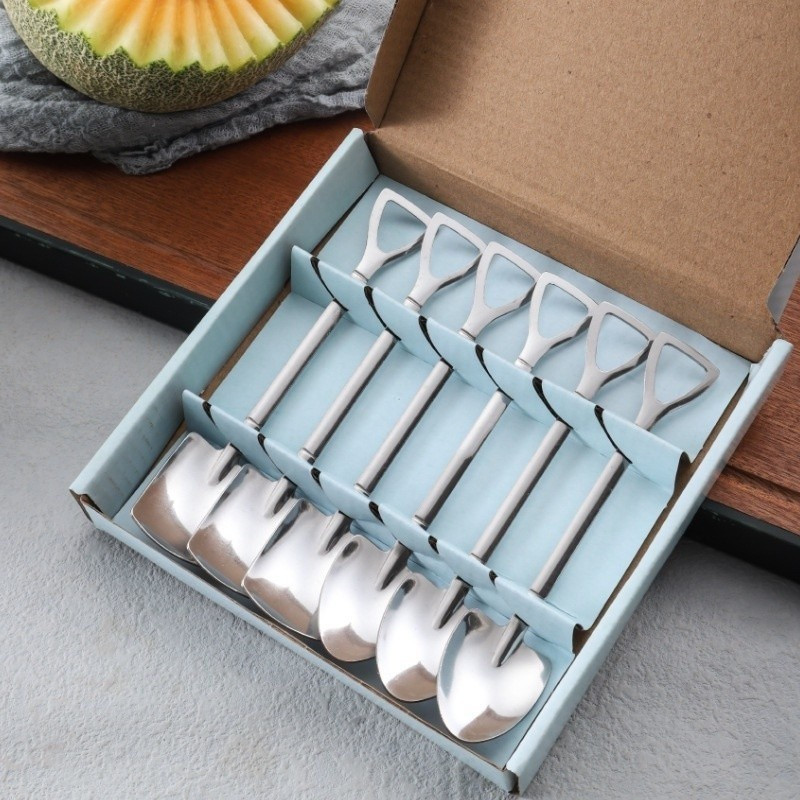 Conjunto De Talheres De 6 Peças , Colher Criativa De Aço Inoxidável , Sombra De Melancia , Agitador De Sobremesa De Café