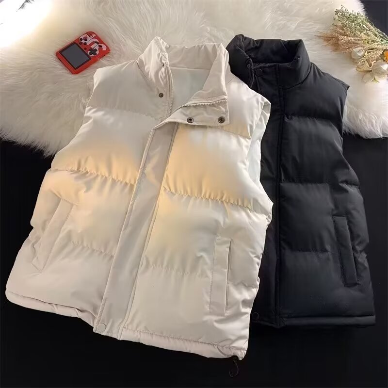 Colete de cor sólida masculino primavera outono colete sem mangas colete para baixo algodão na moda jaqueta curta mascul