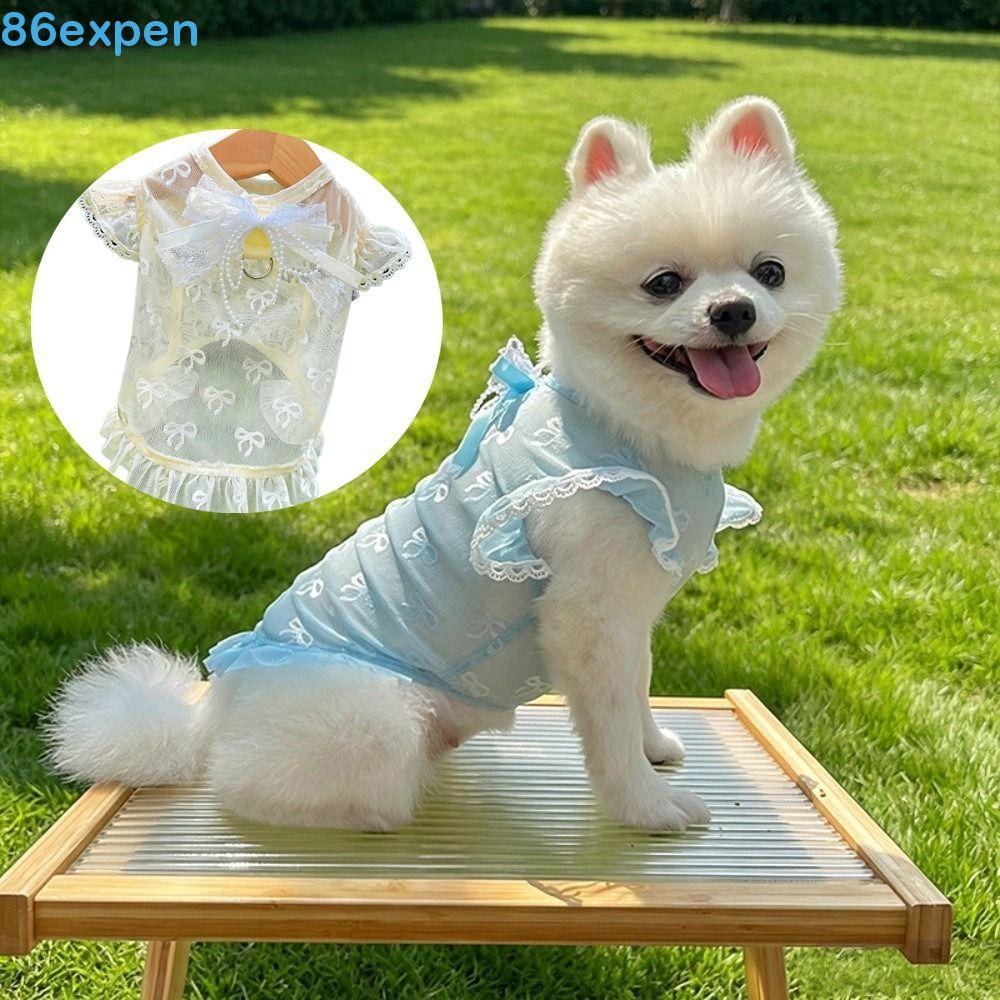 EXPEN1 Colete Anti-Mosquito Para Cães , Proteção UV , Decoração Com Laço Vazado , Roupas Animais De Estimação , Macio