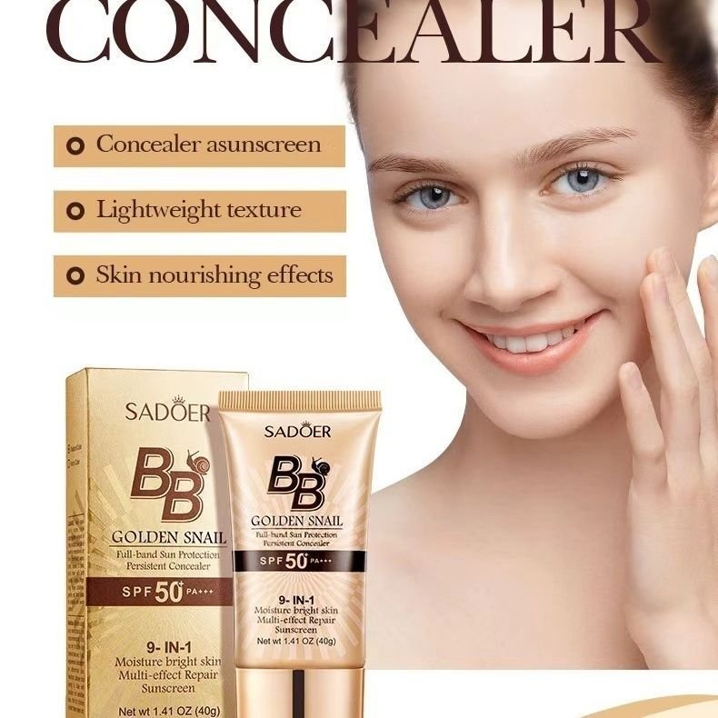 BB Cream Protetor Solar Gold Snail para Uso Transfronteiriço, Base Isolante, BB Cream Hidratante SADOER que Melhora a Pe
