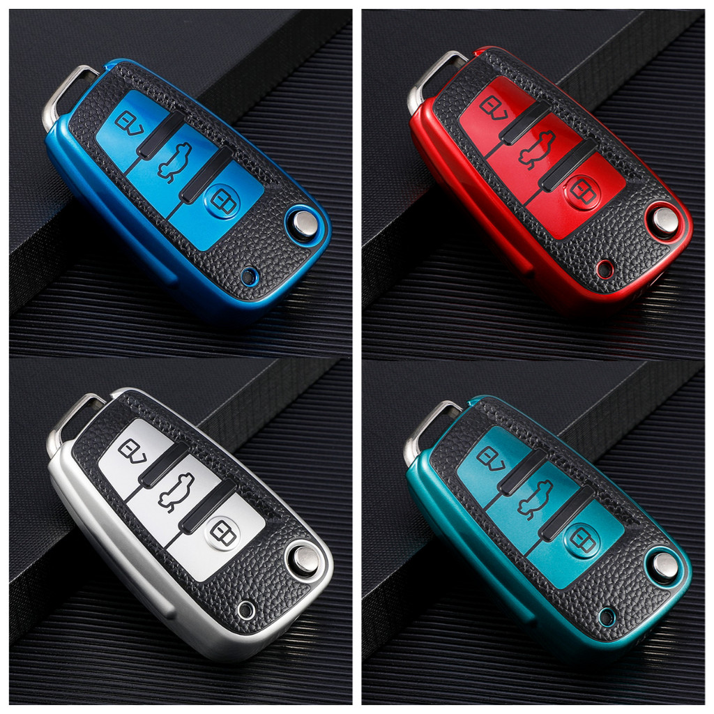 TPU Couro Carro Flip Chave Caso Capa Titular Para Audi A1 A3 A6 A6L Q2 Q3 Q7 TTS R8 S6 RS3 Proteção Escudo Fob Acessório