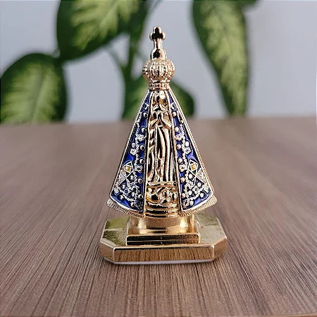 Mini Imagem Nossa Senhora de Aparecida Santinha para Painel de Carro, Caminhão mesa bolsa Autocolante dourada