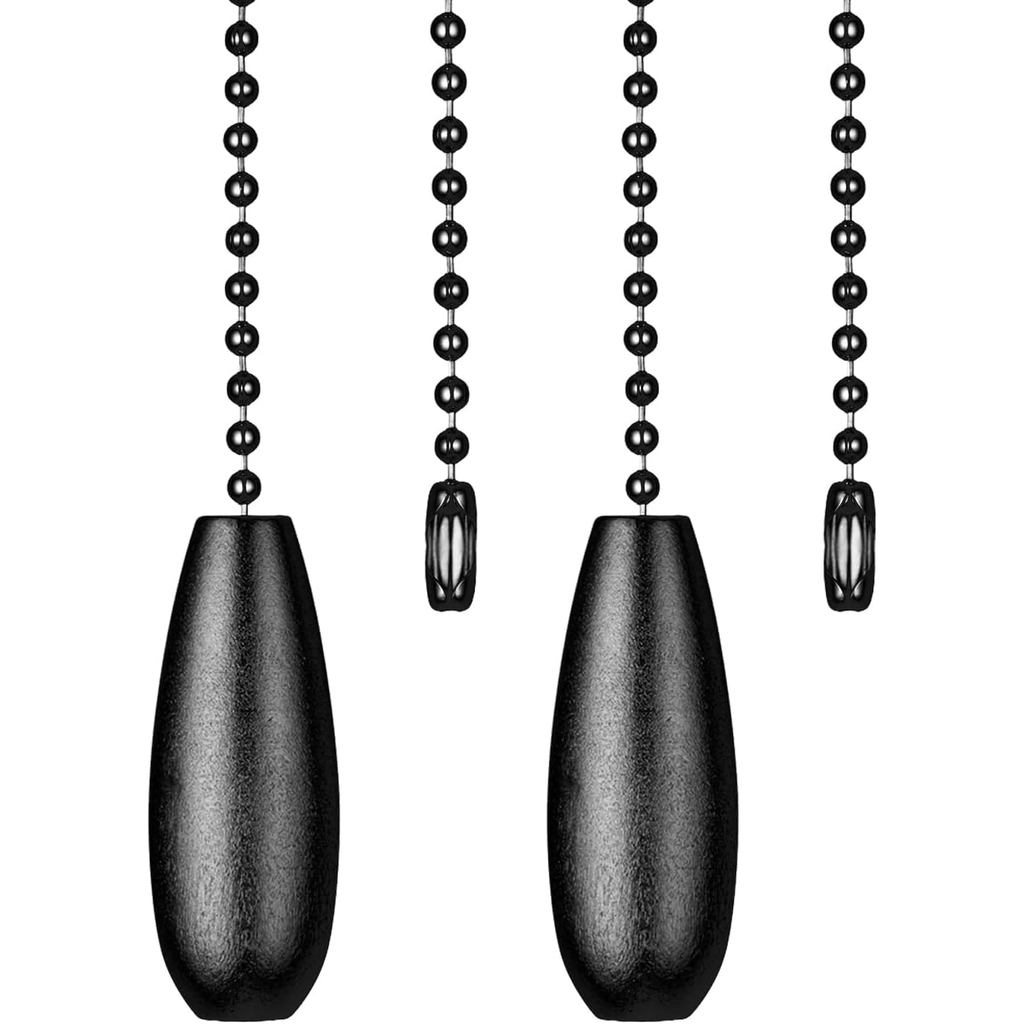 Corrente de Extensão de Madeira de 12 Polegadas para Ventilador de Teto e Luminárias, Conector Decorativo (1, Preto)
