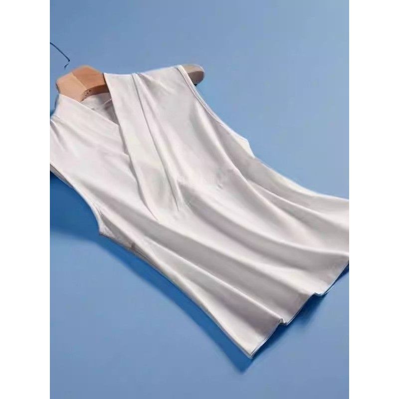 Hanfu colete forro sem mangas gola cruzada novo estilo chinês Zen gola cruzada roupas de chá Top gola protética gola Dia