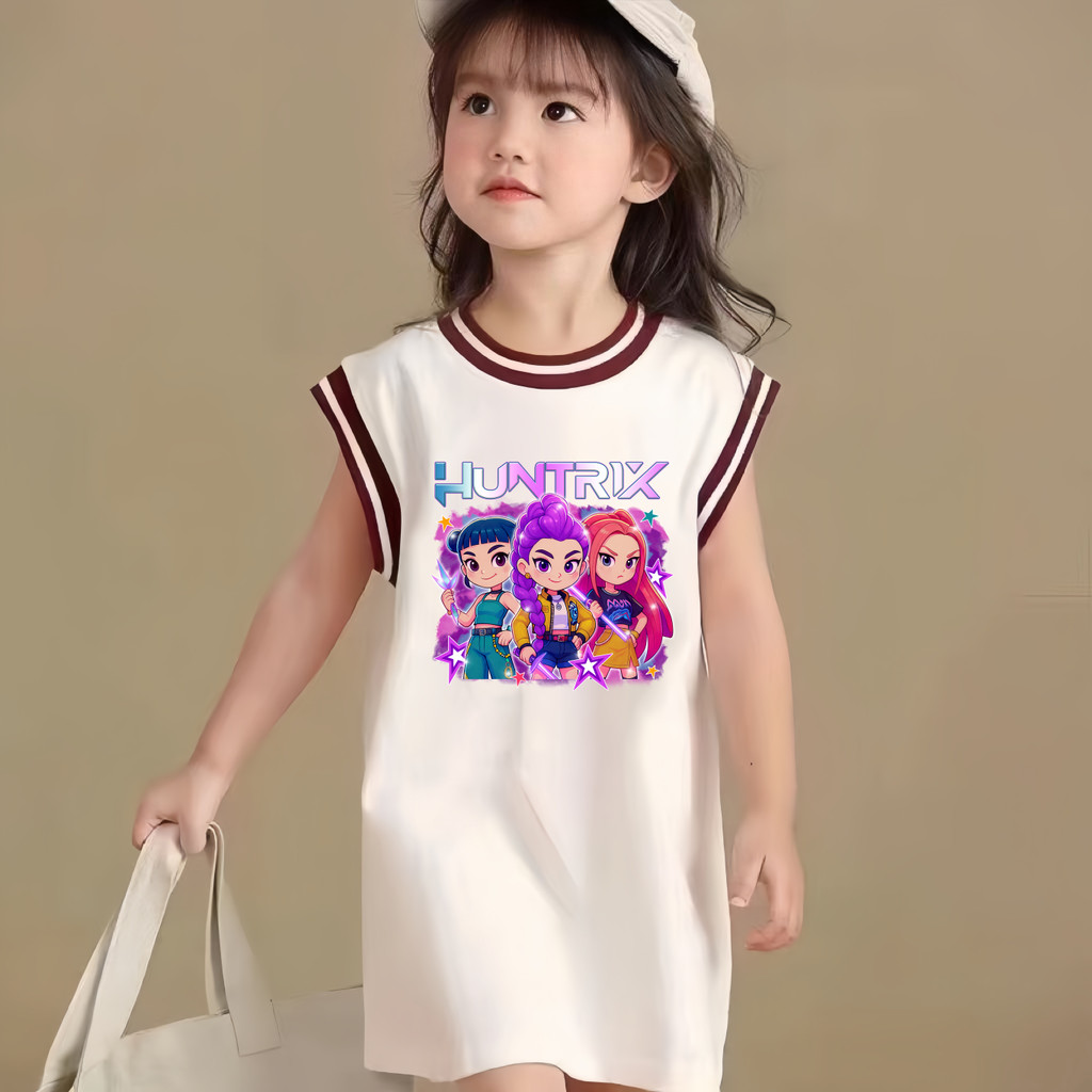 K pop caçadores de bruxa meninas vestido Cross-Border demônio caçadores crianças verão colete camiseta saia na moda