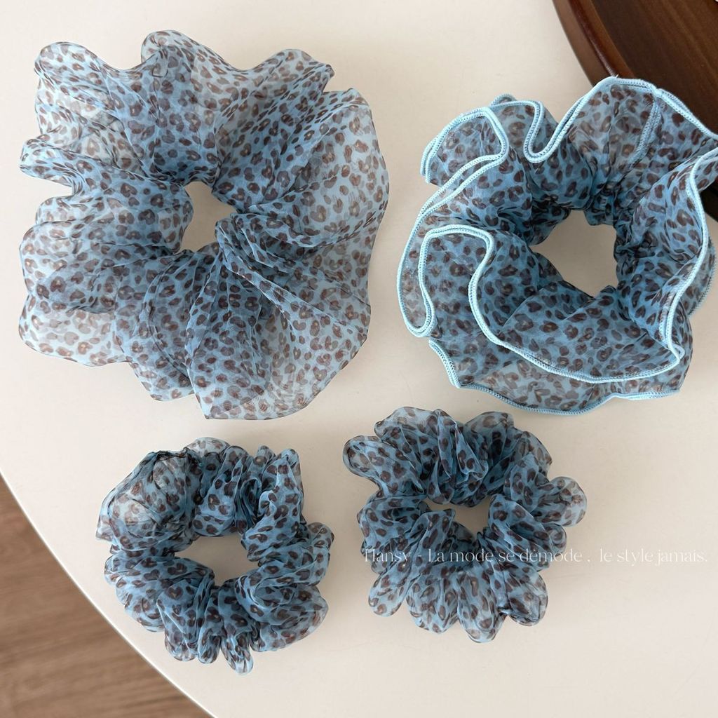 Estilo coreano gaze leopardo impressão Scrunchy laço de cabelo feminino estilo preguiçoso cocar gravata cabeça de cabelo