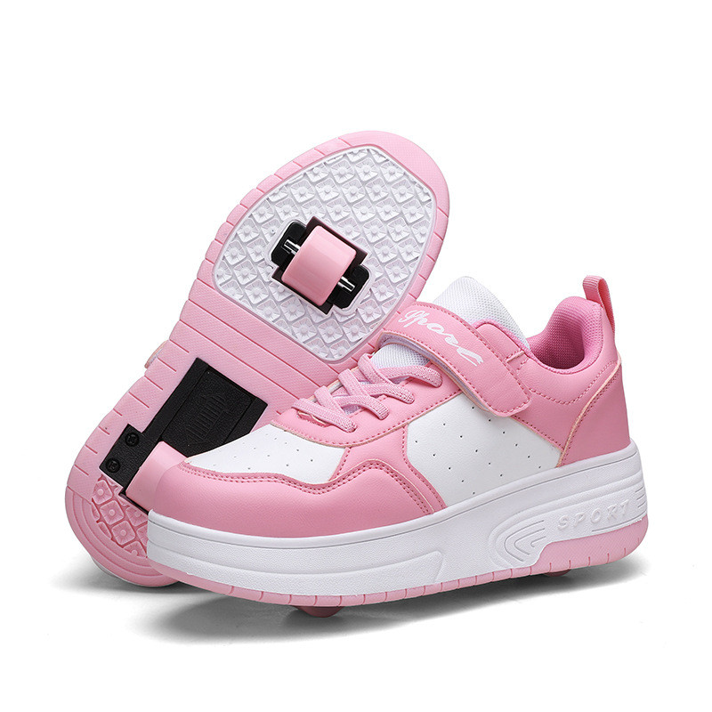 Crianças Runaway sapatos roda dupla meninas respirável LED sapatos luminosos carregamento USB esportes ao ar livre patin