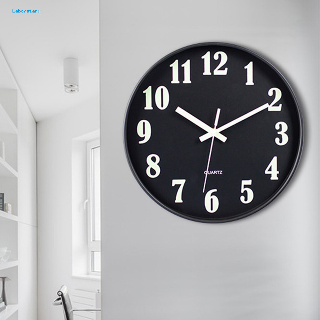 Glow-in-the-dark Wall Clock Number 12-inch Glow the Dark Silent Non-ticking Round Analog for Room Bedroom Indoor Home De
