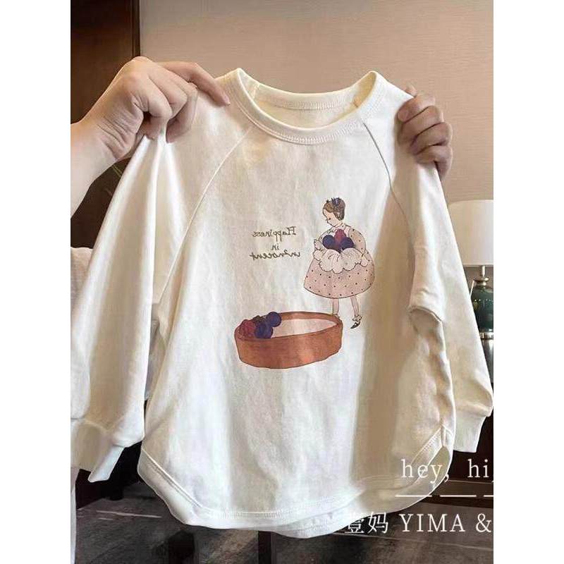 Feminino. crianças soltas de manga comprida camiseta primavera outono novo estilo versão coreana.
